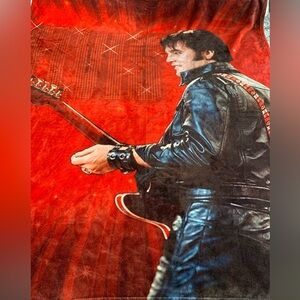 Elvis With Guitar Red & Black Throw Blanket
